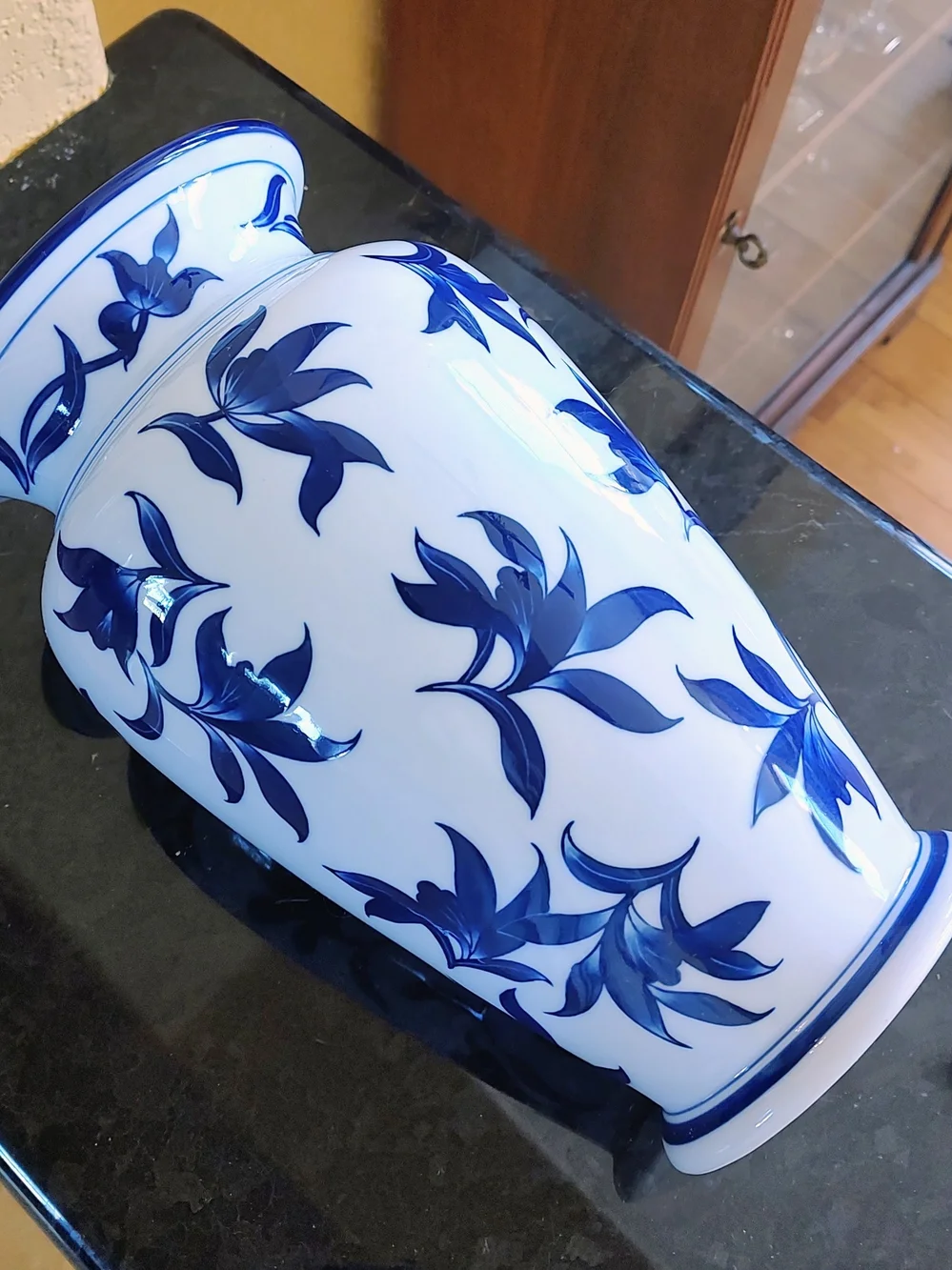 Blue and White Floral Ceramic Vase -